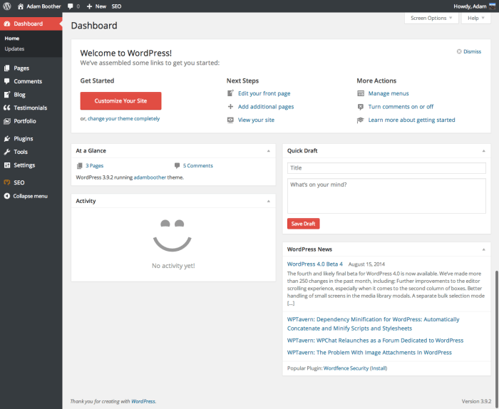 WordPress Dashboard